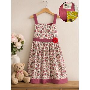 Raj Kids Vintage Floral Sundress Girls Size 10 8-10Y Cotton Deadstock NWT Pink